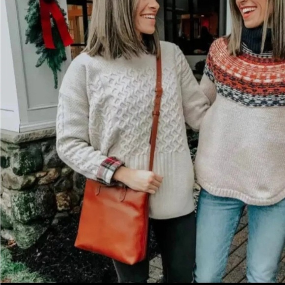 Madewell Patchwork Cableknit Tunic Sweater Heather Beige Wool Blend Size XL - Picture 10 of 10